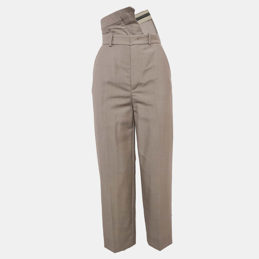 luxury-women-fendi-used-clothes-p1122137-001.jpg Fendi Beige Wool Blend Folded Waist Tapered Trousers XS