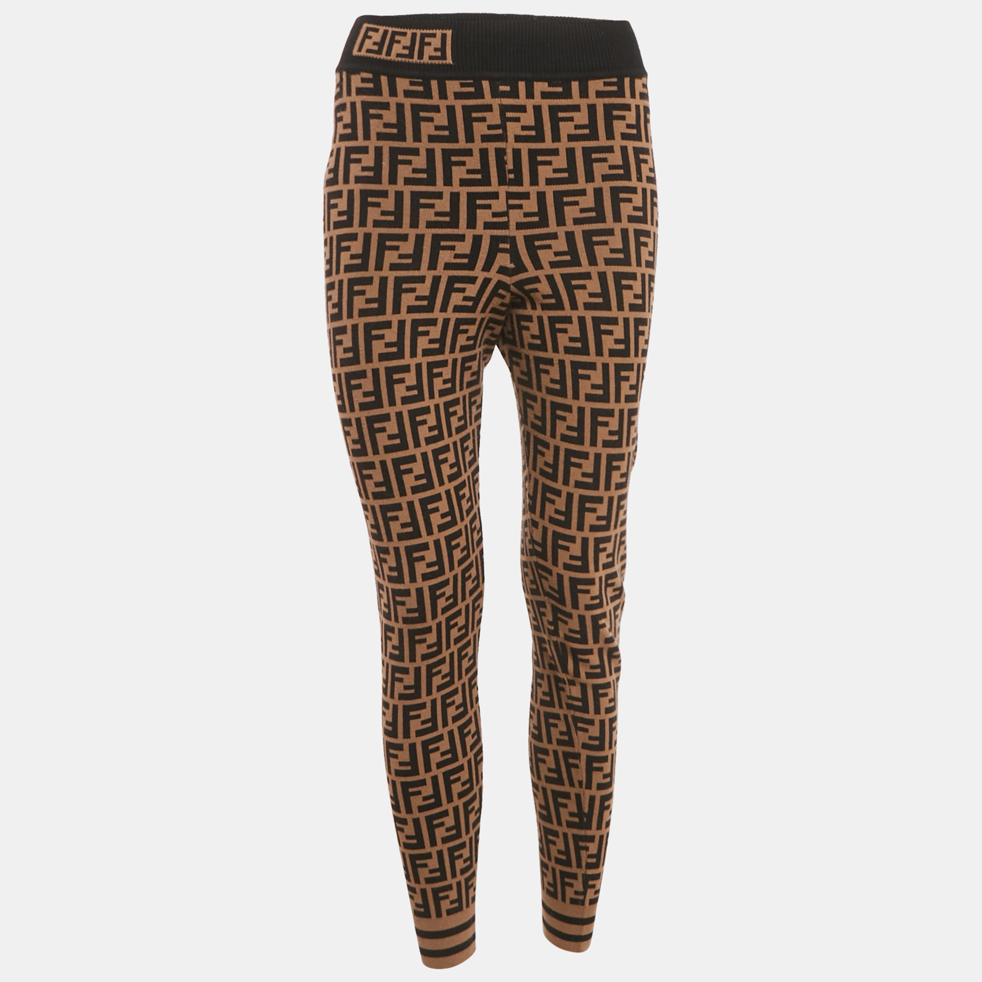 fendi brown zucca jersey jogger pants s