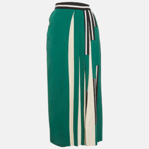 luxury-women-fendi-used-clothes-p1188693-006.jpg fendi green & white crepe pleated midi skirt s
