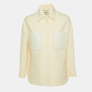 fendi cream wool & silk oversized go-to jacket xs