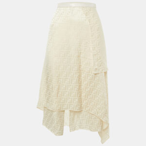 luxury-women-fendi-used-clothes-p1209833-007.jpg fendi cream ff jacquard silk asymmetric wrap skirt xs