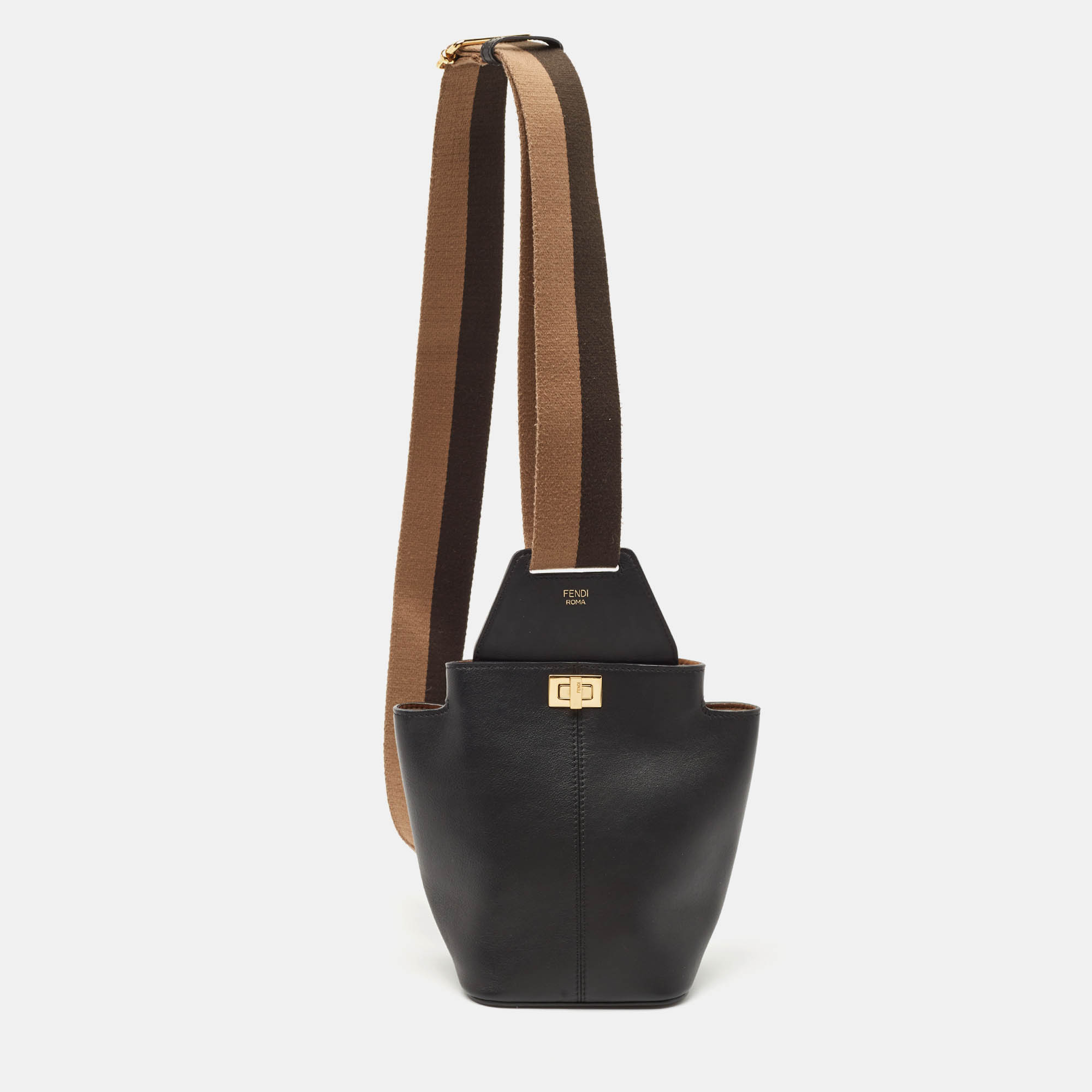 fendi black leather mini guitar bag