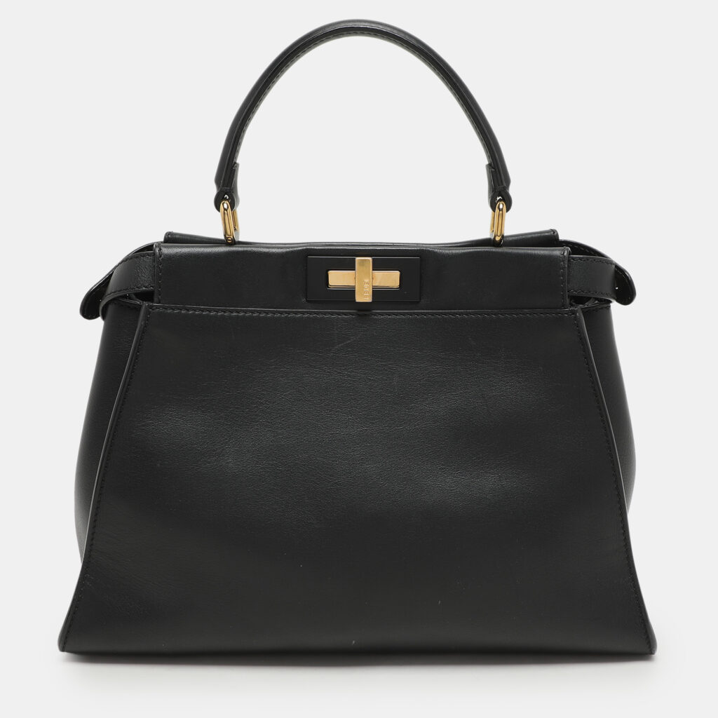 luxury-women-fendi-used-handbags-p1136277-001.jpg Fendi Black Leather Medium Peekaboo Top Handle Bag
