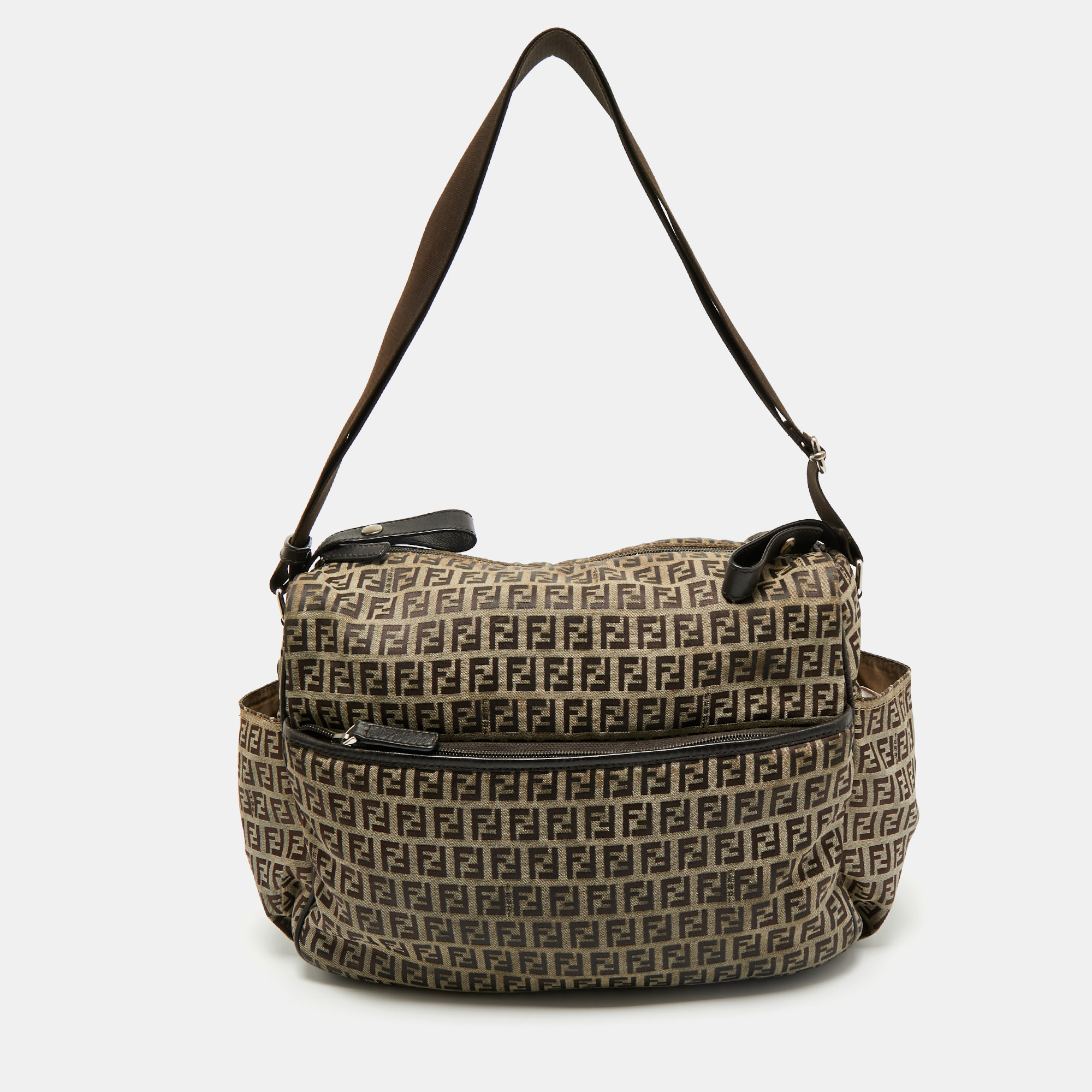 fendi brown zucchino canvas changing  shoulder bag