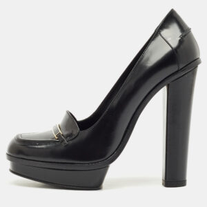 luxury-women-fendi-used-shoes-p1177772-001-2.jpg fendi black leather logo loafer platform pumps size 38