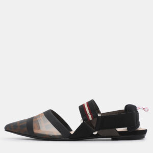 fendi multicolor zucca mesh and leather colibri slingback flats size 36