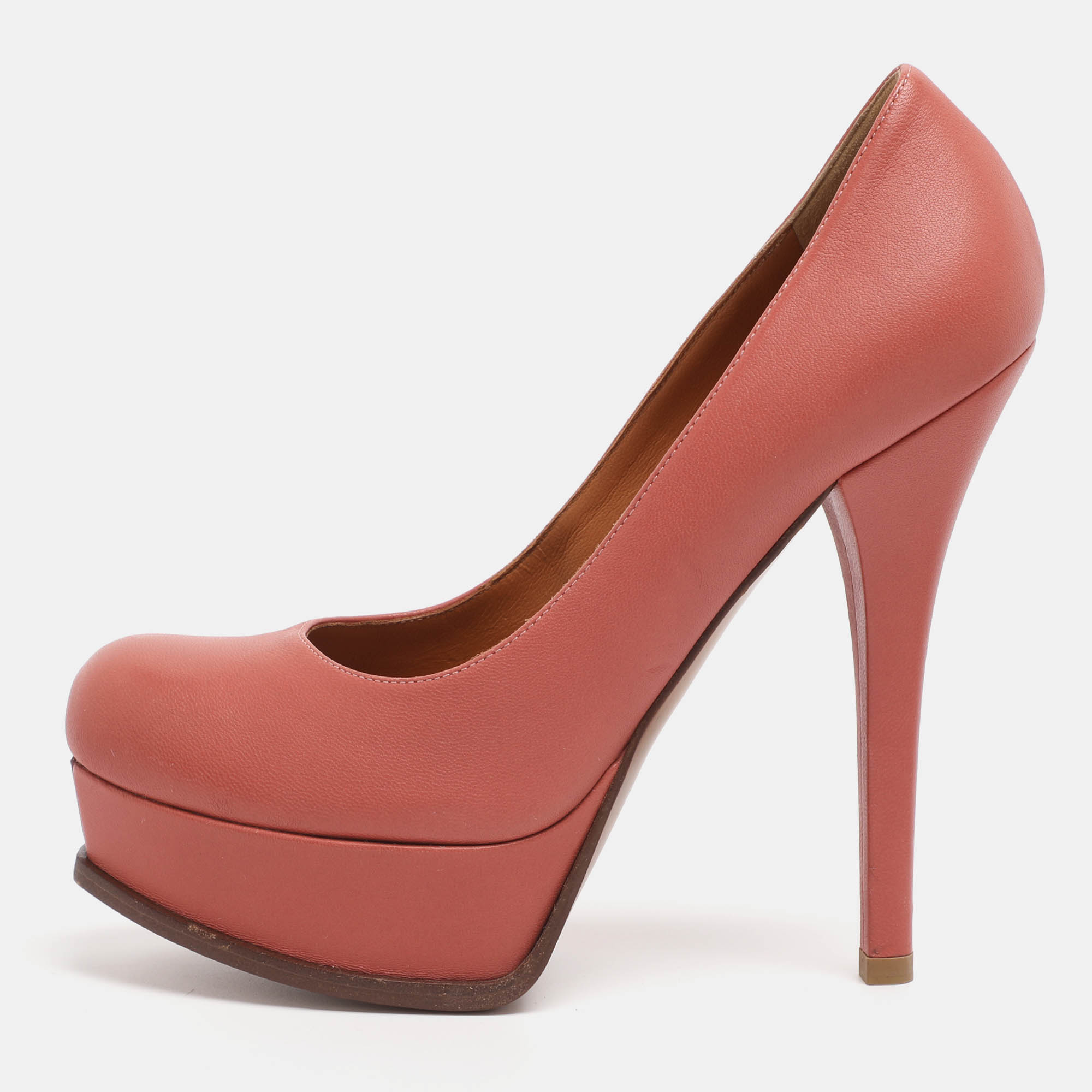 fendi old rose leather fendista platform pumps size 39.5