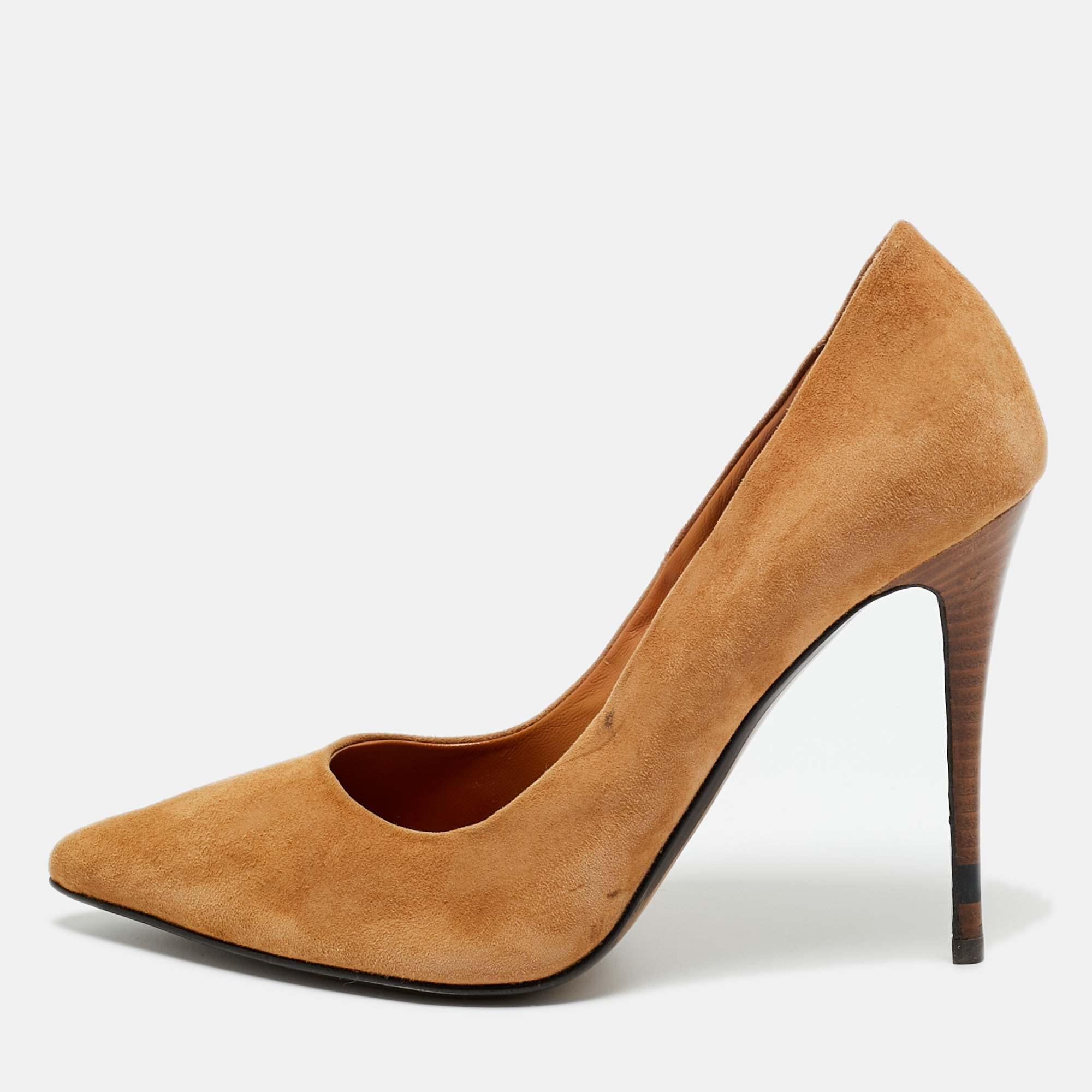 fendi brown suede pointed toe pumps size 37
