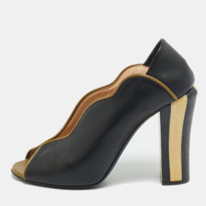 luxury-women-fendi-used-shoes-p1210827-001.jpg fendi two tone leather scallop lined peep toe pumps size 40
