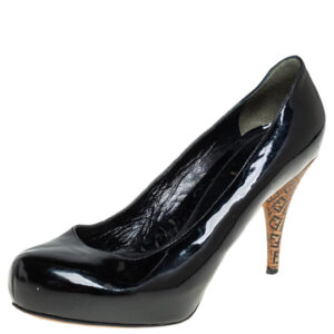 fendi black patent leather  platform  ff superstar pumps size 39
