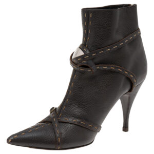 fendi brown leather ankle length boots size 39.5