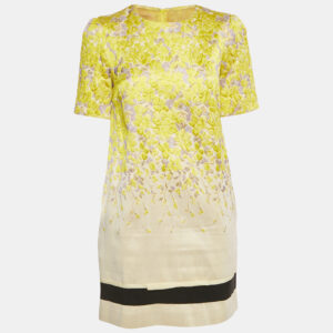 giambattista valli yellow jacquard shift dress m