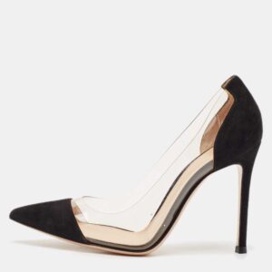 gianvito rossi black suede and pvc plexi pumps size 35.5