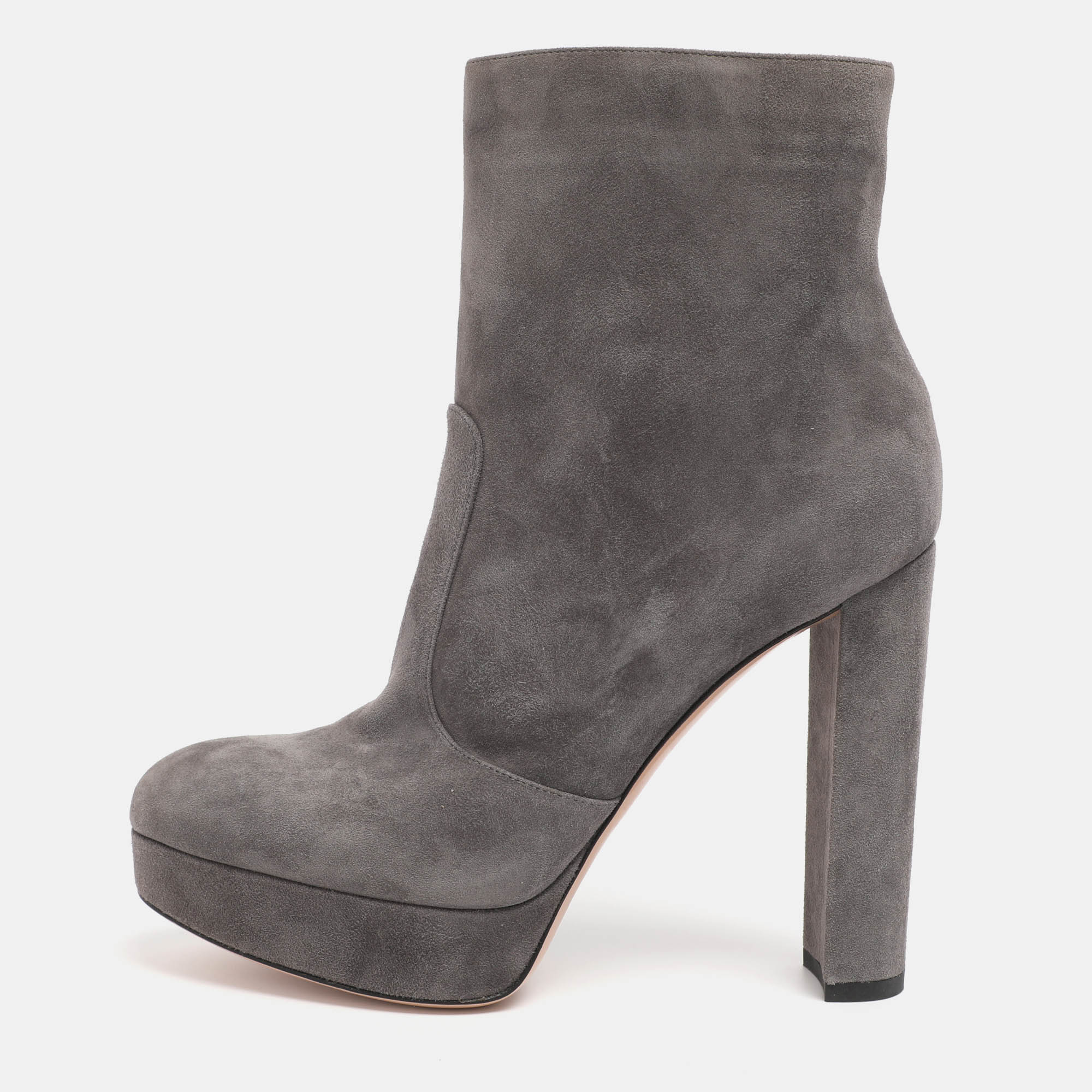 gianvito rossi grey suede platform mid calf boots size 38.5
