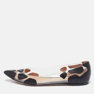 gianvito rossi black leather and pvc plexi ballet flats size 37