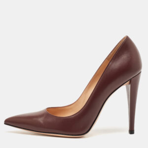 gianvito rossi dark burgundy leather gianvito 105 pointed toe pumps size 37