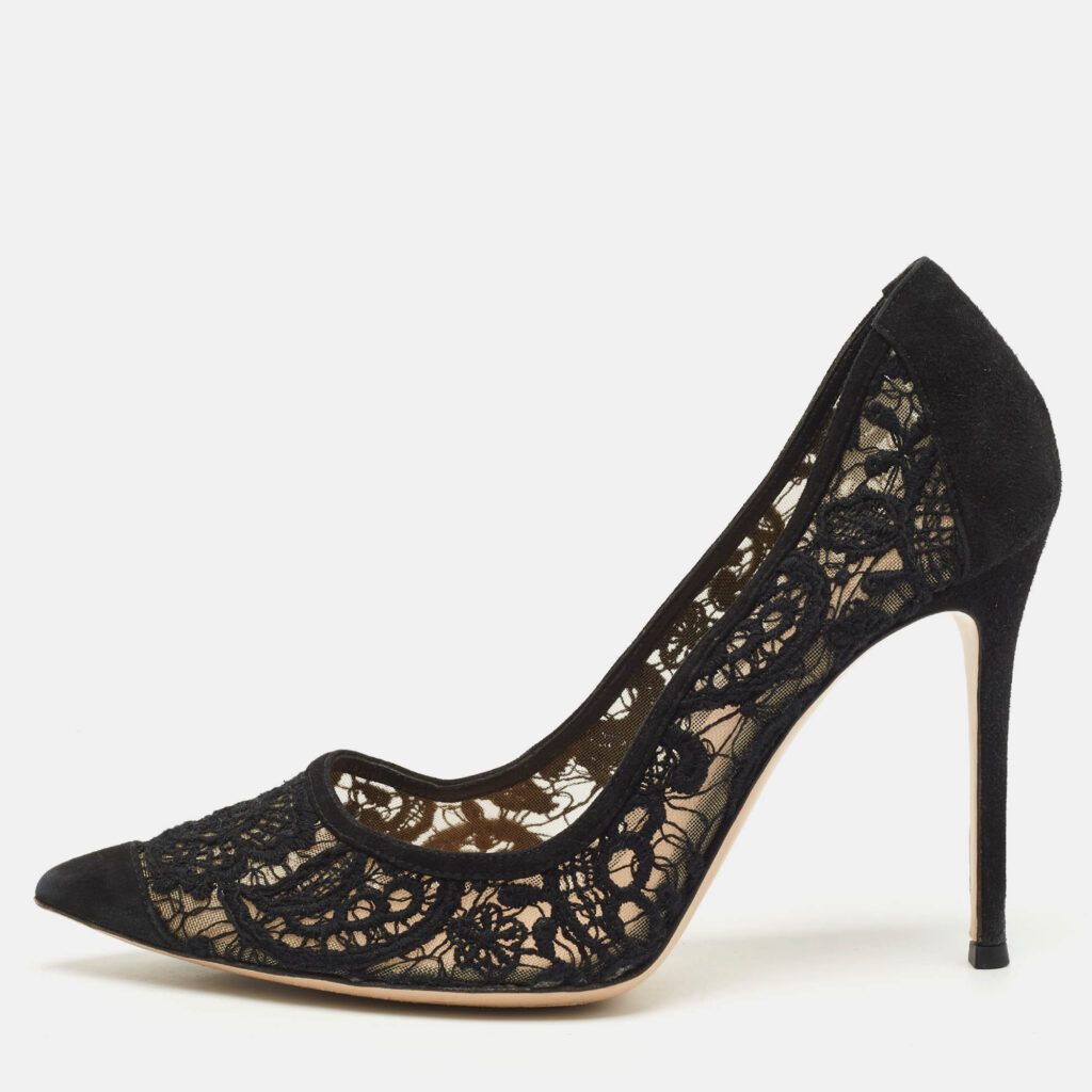luxury-women-gianvito-rossi-used-shoes-p1142926-010.jpg Gianvito Rossi Black Suede Pointed Toe Pumps Size 40.5