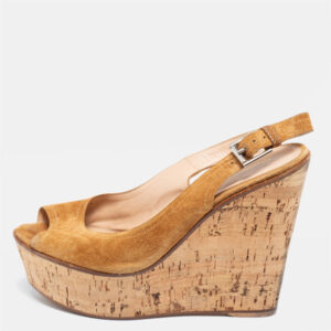 gianvito rossi light brown suede wedge sandals size 38