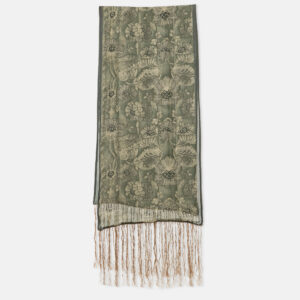 luxury-women-giorgio-armani-used-accessories-p1178163-005.jpg giorgio armani le collezioni green print silk fringed scarf