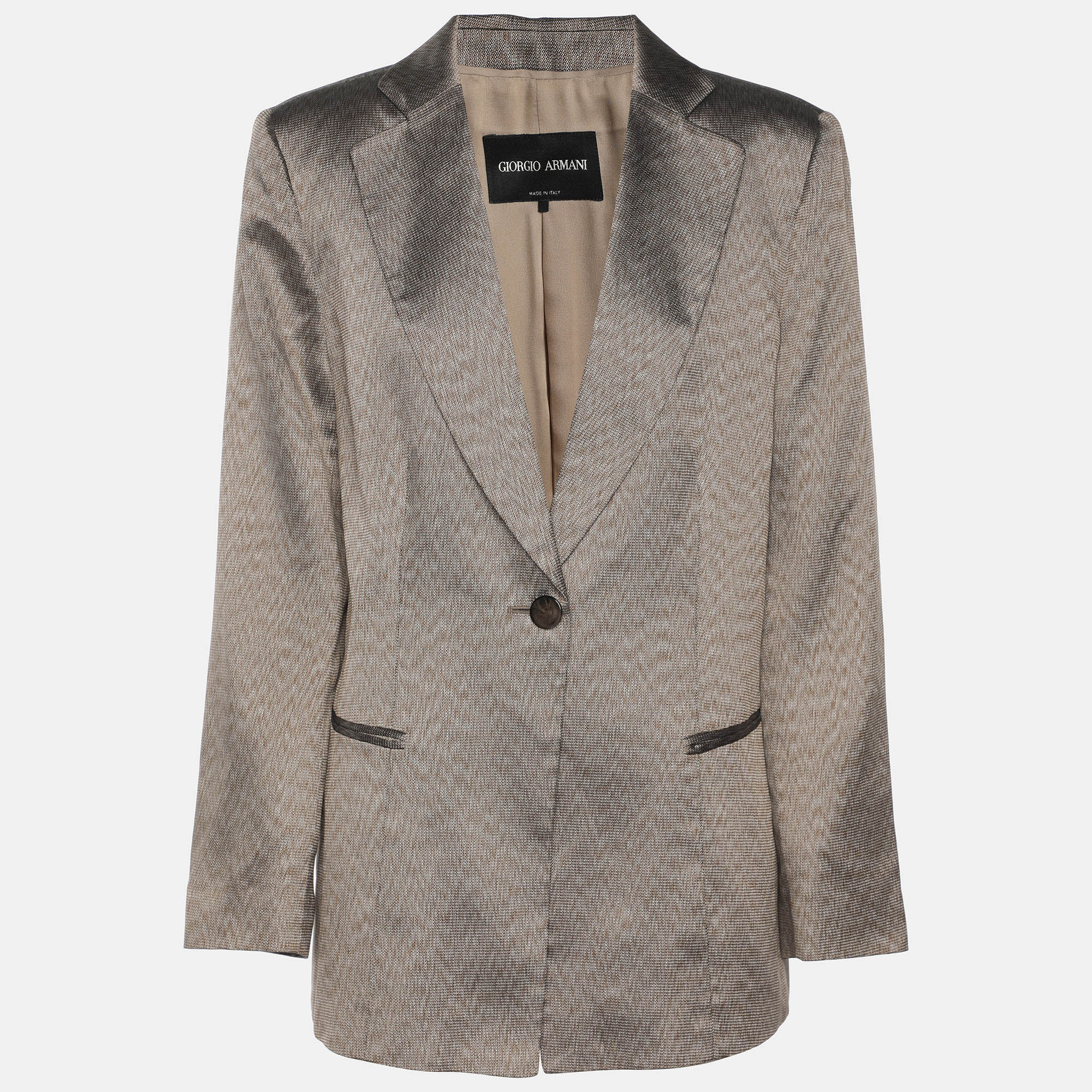 giorgio armani beige jacquard single breasted blazer m