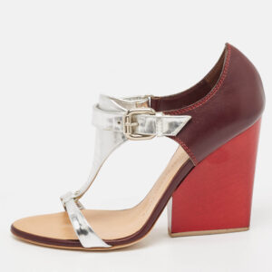 giuseppe zanotti tricolor leather ankle strap block heel sandals size 37.5