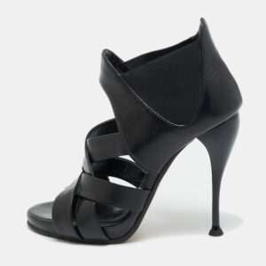giuseppe zanotti black leather crisscross ankle strap sandals size 36.5