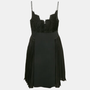 givenchy black lace and satin pleated dress and sequined knit skirt set s/m