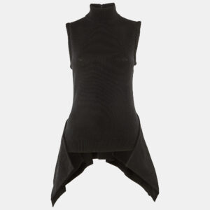 givenchy black wool knit asymmetric hem sweater m