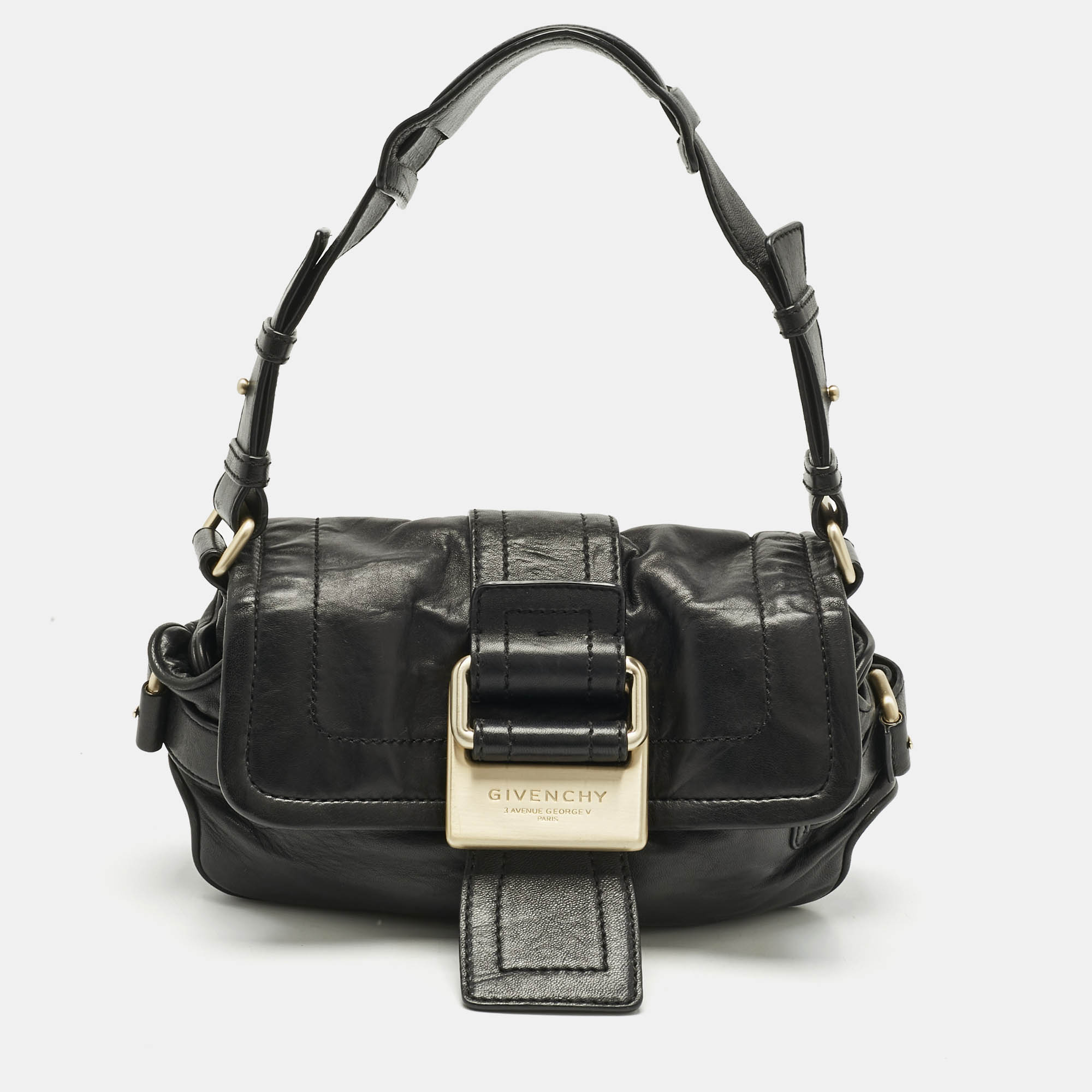 givenchy black leather flap shoulder bag
