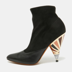 givenchy black leather and suede ankle length boots size 38