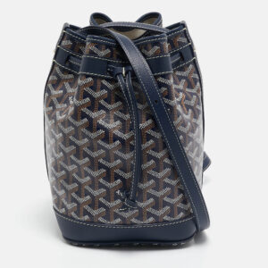 goyard navy blue goyardine coated canvas and leather petit flot bucket bag