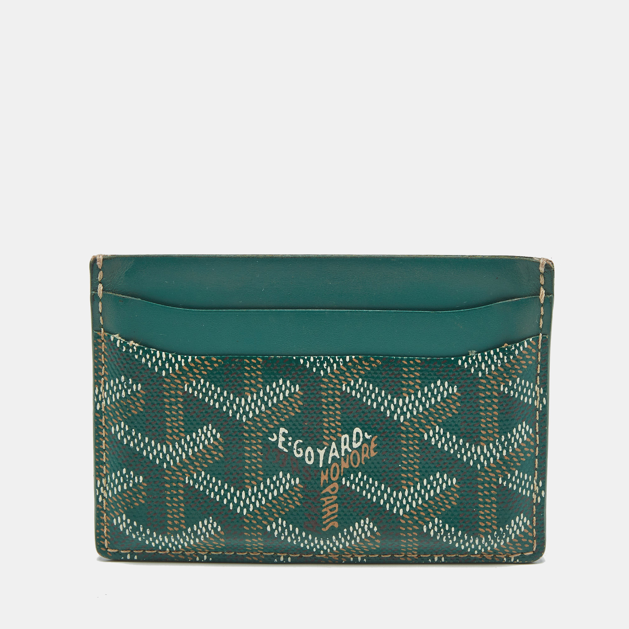 goyard green goyardine coated canvas and leather saint sulpice card holder
