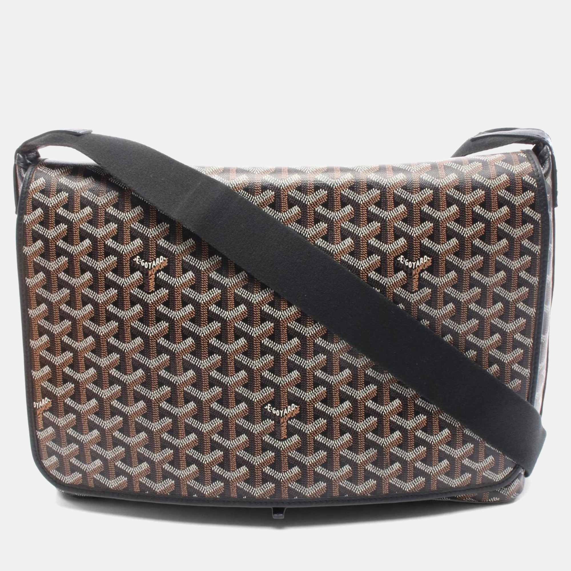 goyard capesian black multicolor coated canvas leather mm shoulder bag