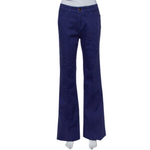 gucci navy blue denim paneled flared leg jeans m