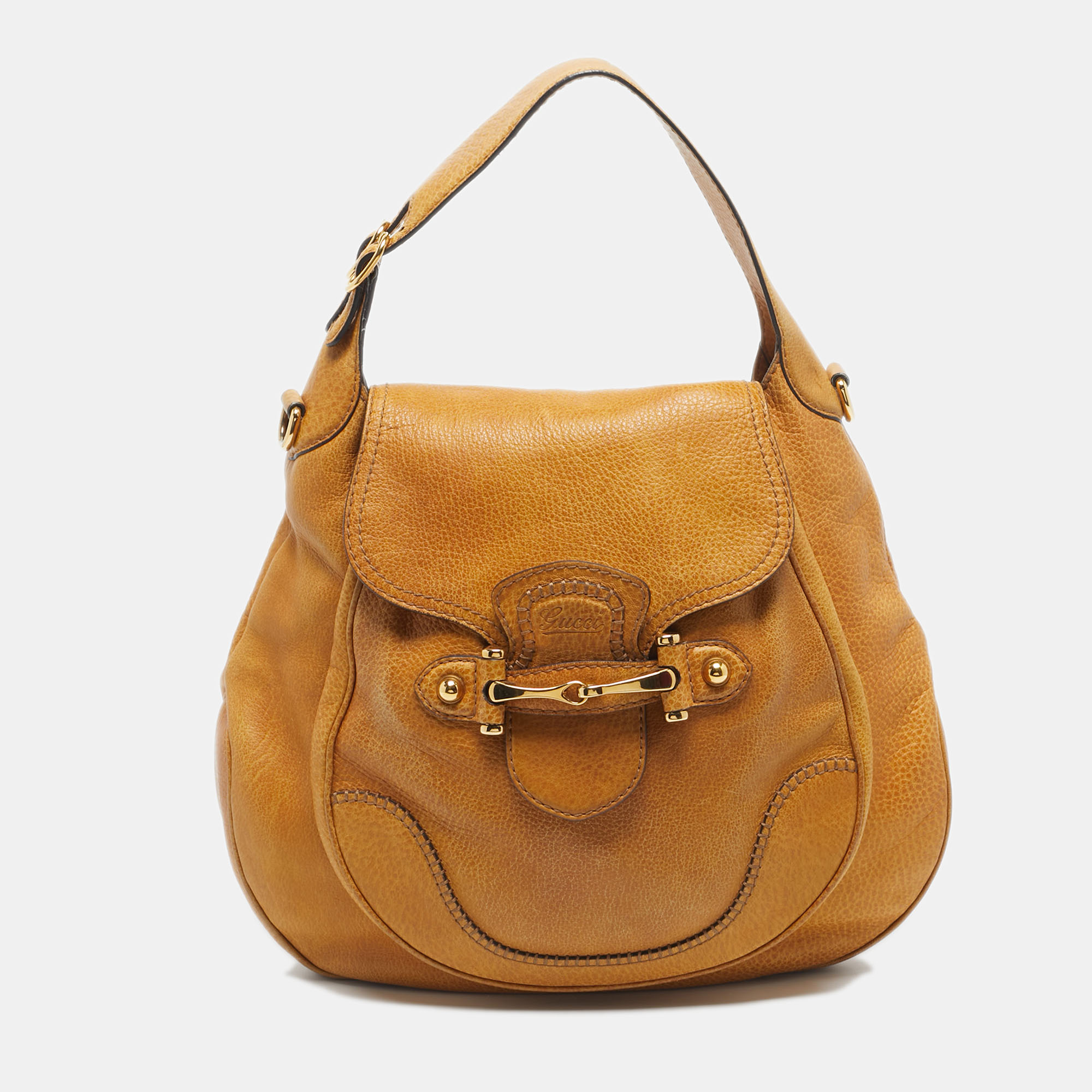 gucci tan leather large new pelham hobo