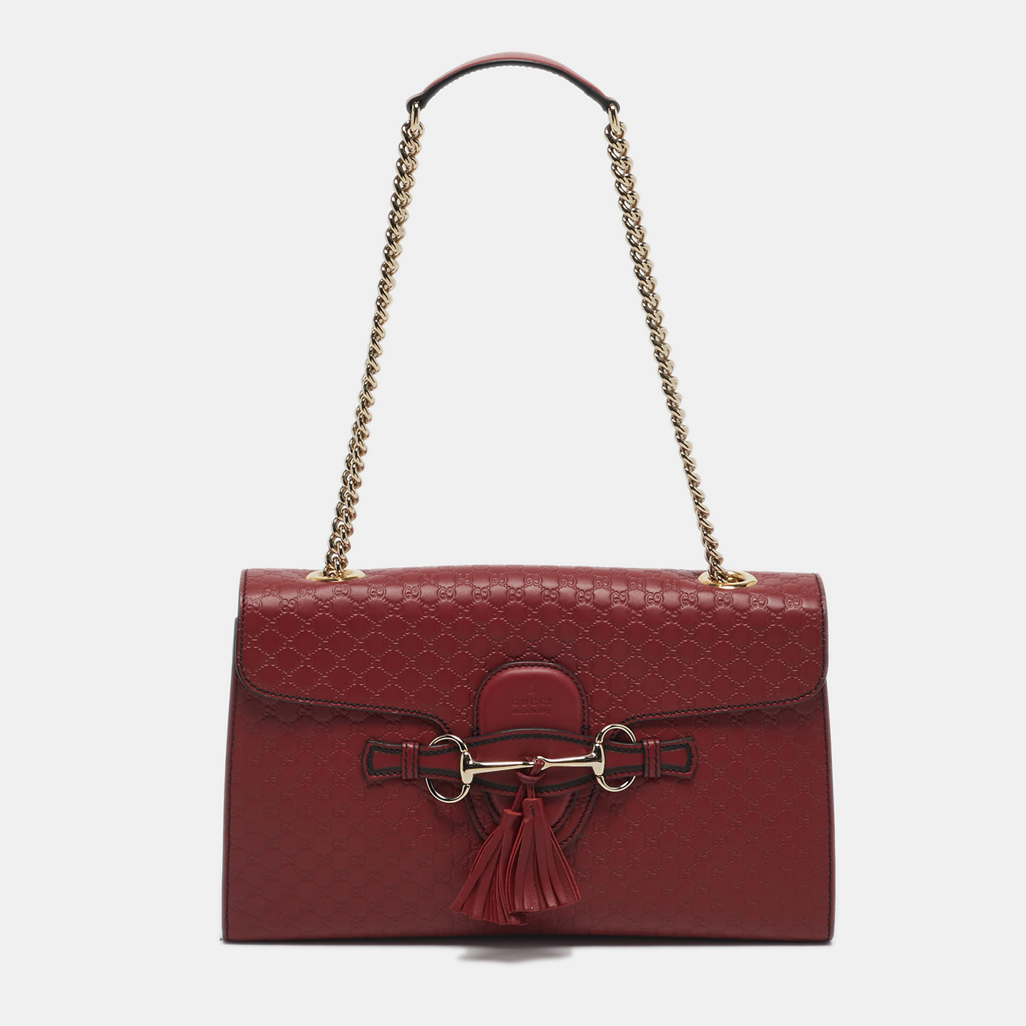 gucci red microguccissima leather medium emily chain shoulder bag