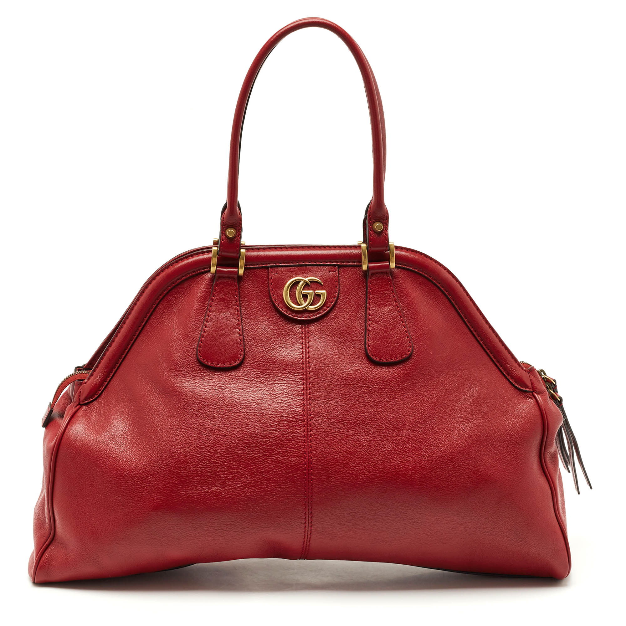 gucci red leather large re(belle) satchel