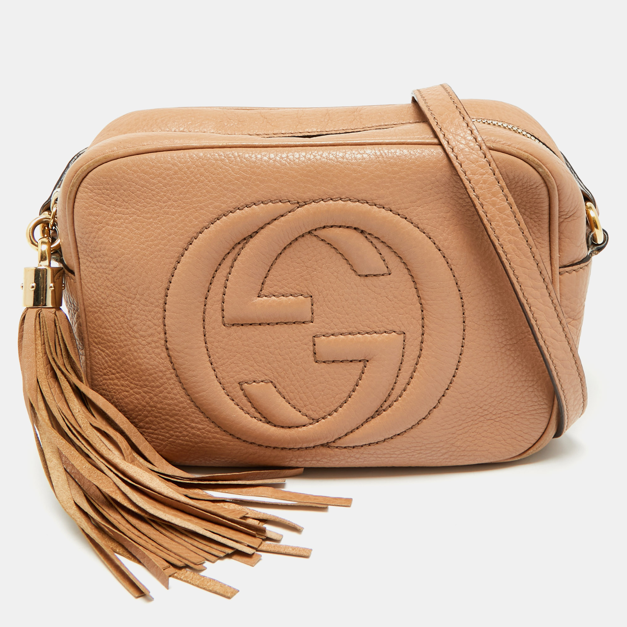 gucci brown leather small soho disco shoulder bag