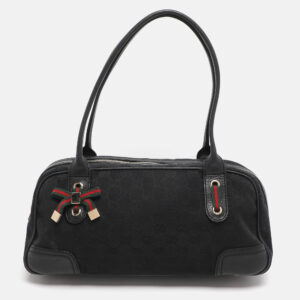 luxury-women-gucci-used-handbags-p1210002-022.jpg gucci black gg nylon and leather princy boston bag