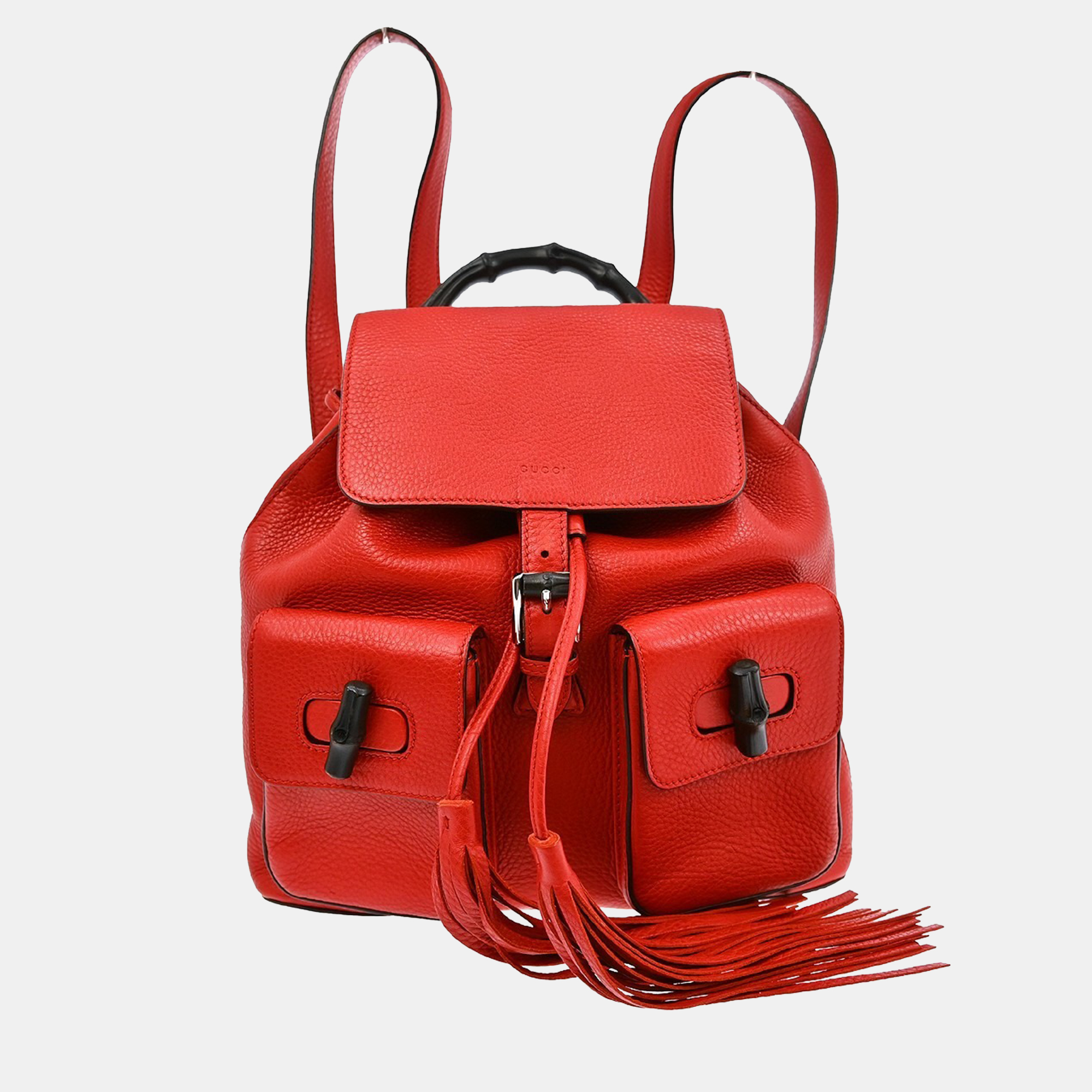 gucci red pigskin bamboo backpack