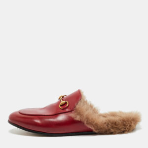 luxury-women-gucci-used-shoes-p1210262-001.jpg gucci red leather and fur princetown flat mules size 37.5