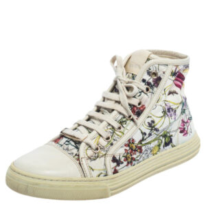 gucci multicolor floral canvas high top sneakers size 37