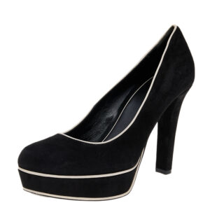 gucci black suede huston platform pumps size 38.5