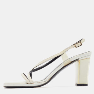 gucci white leather and pvc slingback sandals size 35.5