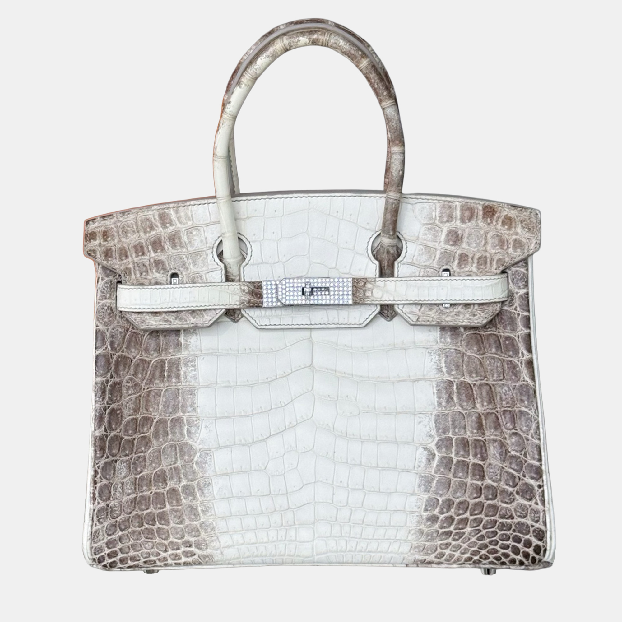 hermes birkin 30 himalaya niloticus crocodile diamond tote bag