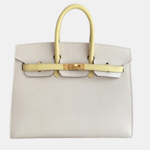 hermes birkin 25 milkshake white chick yellow epsom leather tote bag