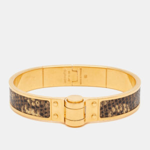 luxury-women-hermes-used-accessories-p1177786-001.jpg hermes lizard skin gold plated narrow hinged bangle bracelet