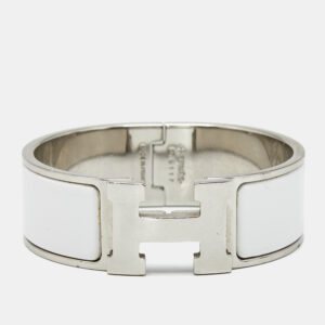 luxury-women-hermes-used-accessories-p1180375-001.jpg hermes clic clac h white enamel palladium plated bracelet