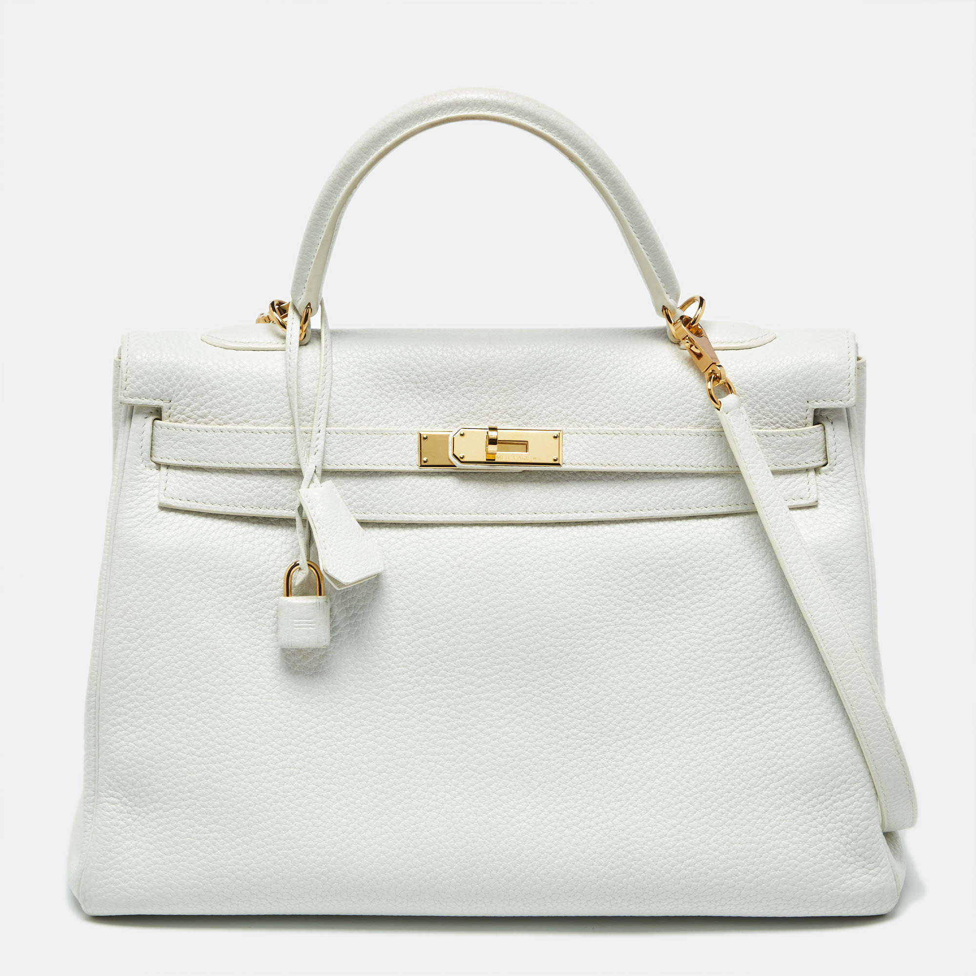 hermes blanc togo leather gold finish kelly retourne 35 bag