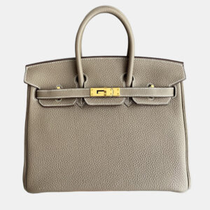 hermes birkin 25 elephant grey togo leather tote bag